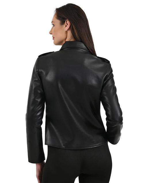 Chamarra Biker Nine West para Mujer en Piel Sintética color Negra.